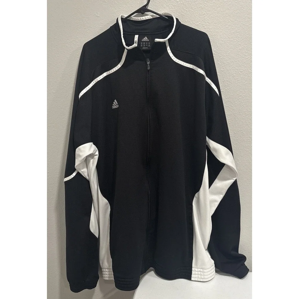 AdidasBlack/White Climalite full Zip‎ Track Jacket Sz 3xl